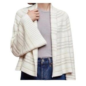 Anthro Moth Mahalia Cream Knit Open Knit Wide Sleeve Cardigan SZ M